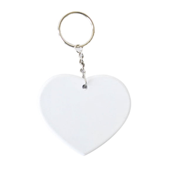 Polymer Heart White Blank Sublimation Key Chain Heat Thermal Transfer Craft Key Ring 10 pcs 76x65x2mm