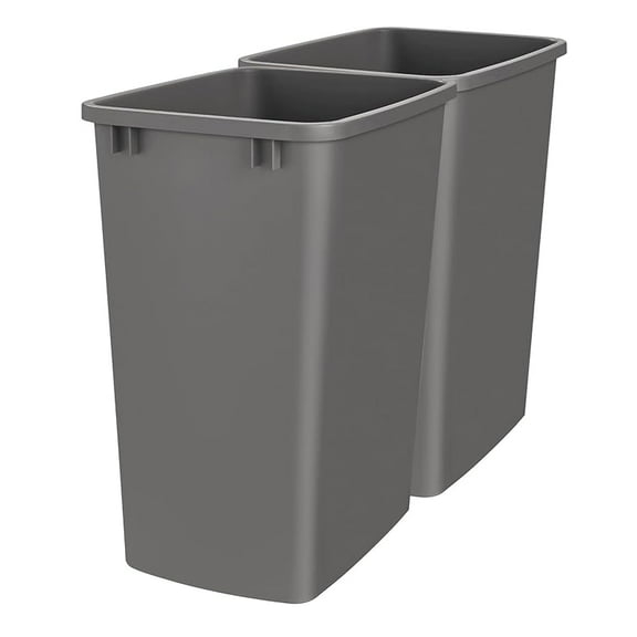 Polymer Replacement 35 Quart Trash Bin Recycle Waste Garbage Container for Kitchen Cabinet Pullouts, Black, 2 Pack, RV-35-18-2
