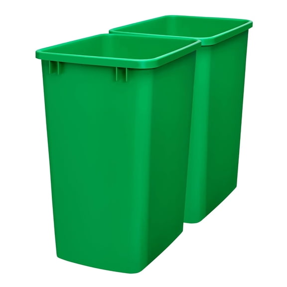 Polymer Replacement 35 Quart Trash Bin Recycle Waste Garbage Container for Kitchen Cabinet Pullouts, Green, 2 Pack, RV-35-19-2