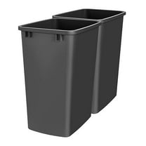 Polymer Replacement 35 Quart Trash Bin Recycle Waste Garbage Container for Kitchen Cabinet Pullouts, Silver, 2 Pack, RV-35-17-2