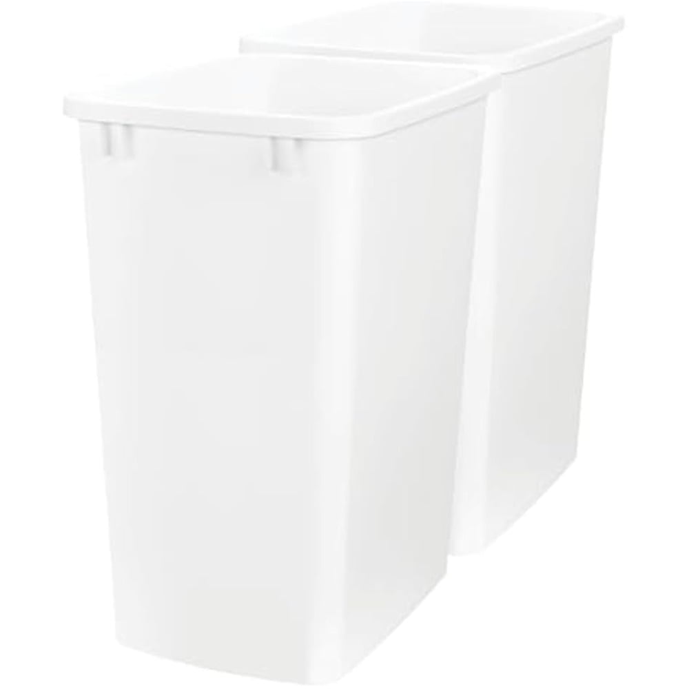 White Plastic 35 Quart Pull-Out Trash Bin Set
