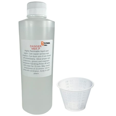 Polymer World MEKP 8oz - 236cc Clear Catalyst-Hardener for Polyester Resin, Gelcoat, Vinyl Ester, Ceramic Transom Pour, Includes 1oz Measuring Cup