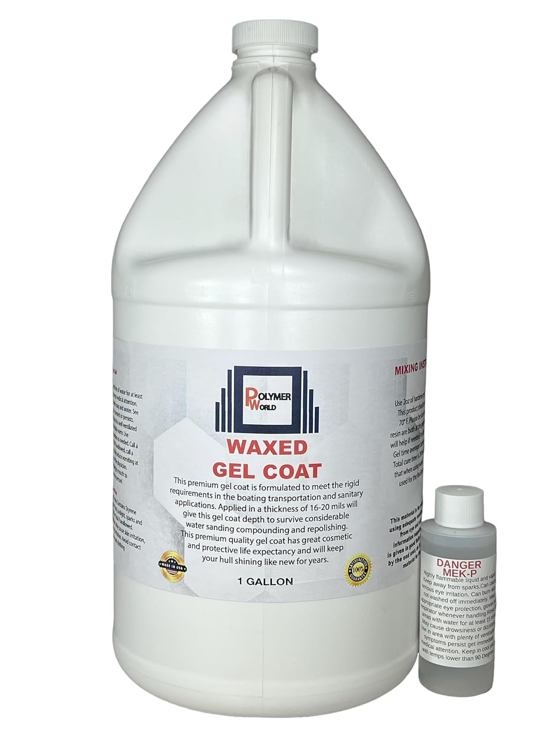Polymer World White Gelcoat with Wax 1 Gallon Fiberglass Marine