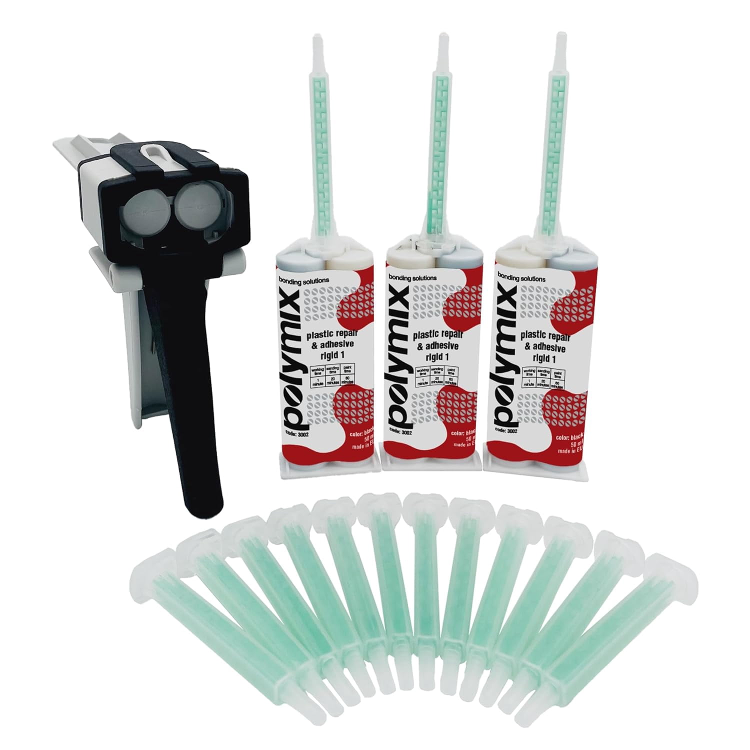 Polymix Rigid Plastic Repair Adhesive Kit Black P2.3002.050.B – 3 x ...