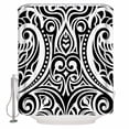 thumbnail image 1 of Polynesia Texture Bathroom Shower Curtains with 12 Hooks Polyester Waterproof Shower Curtain for Stalls and Bathtubs Vintage Floral Tribe Abstract Art Black Decorative Bathroom Curtain 36x72 Inches, 1 of 9