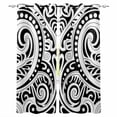 thumbnail image 1 of Polynesia Texture Blackout Curtains for Bedroom/Living Room, Thermal Insulated Kitchen Curtains, Retro Floral Tribe Abstract Art Black Grommet Darkening Window Treatment Drapes 27.5"x39"x2, 1 of 8