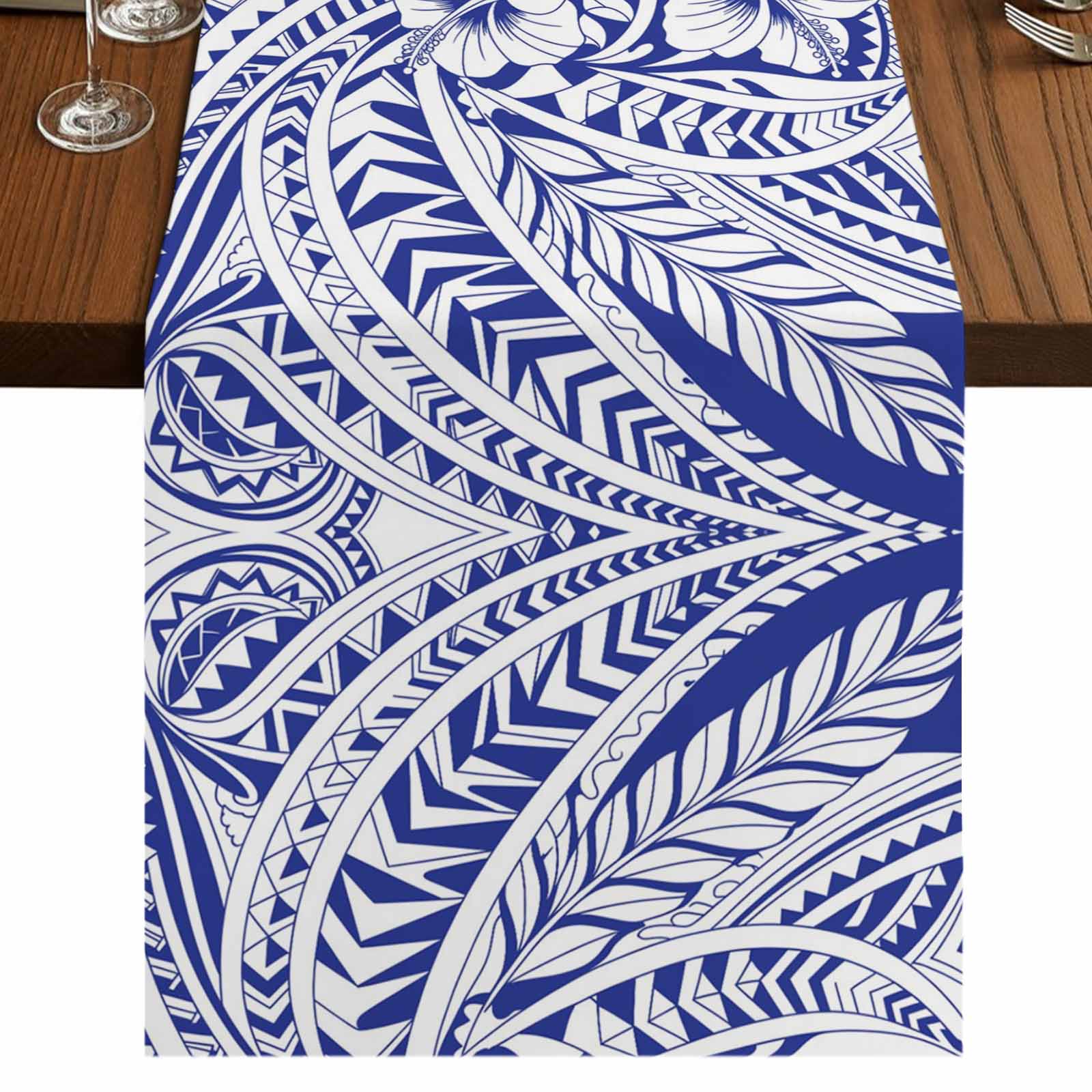 Polynesia Texture Burlap Cotton Table Runner 13x36 Inches Short, Retro ...