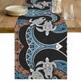 thumbnail image 1 of Polynesia Texture Table Runner - 36 Inch Long Retro Traditional Tribe Turtle Abstract Cotton and Linen Blended Dress Scarves Farmhouse Table Runner for Kitchen Dining, Coffee Table, 13" x 36", 1 of 8
