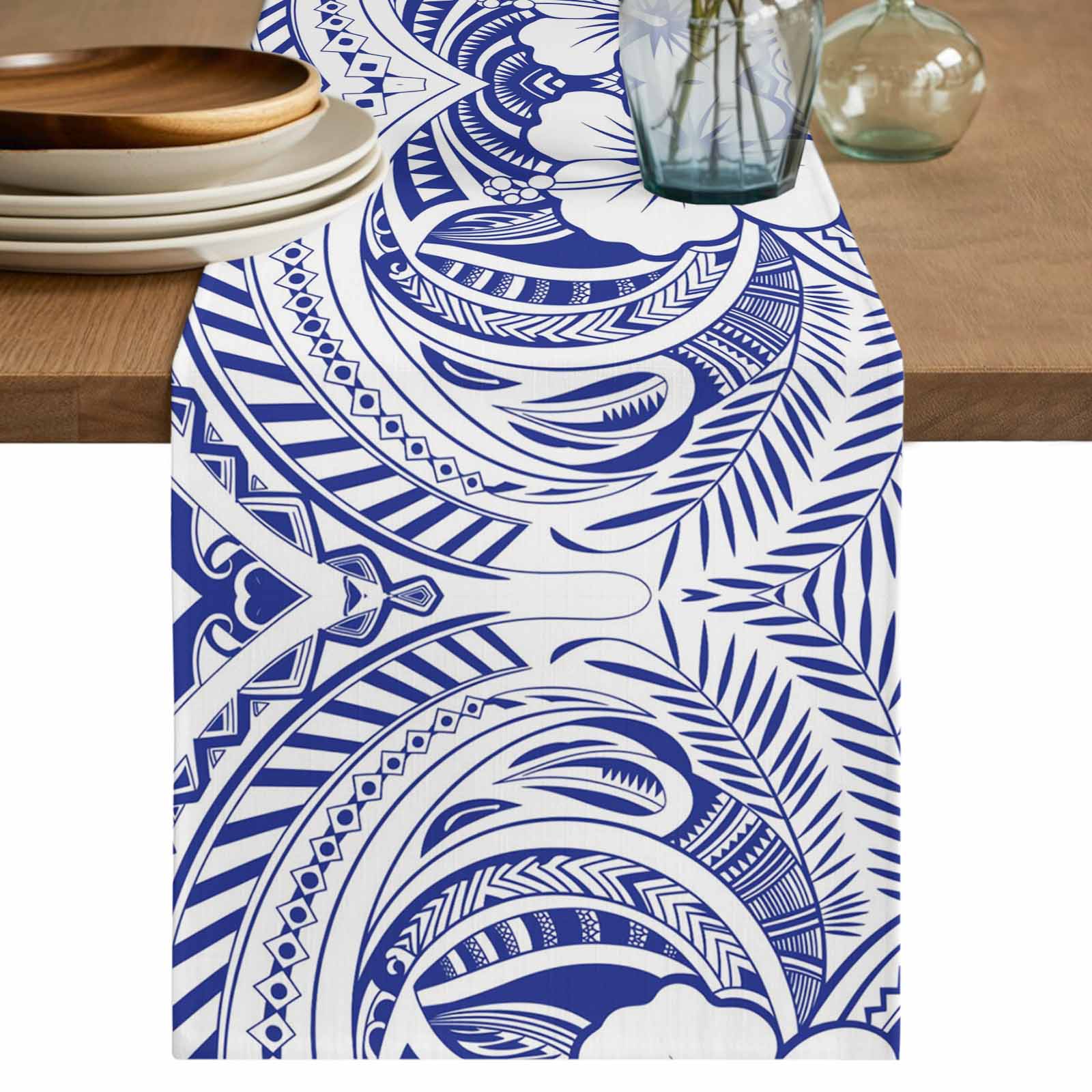 Polynesia Texture Table Runner 90 Inches, Vintage Traditional Tribe ...