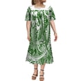 thumbnail image 1 of Polynesian Casual Dress Mumu Square Collar Maxi Dress Custom Hawaiian Art Tribe Dress Micronesian Dress, 1 of 2