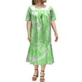 thumbnail image 1 of Polynesian Casual Dress Mumu Square Collar Maxi Dress Custom Hawaiian Art Tribe Dress Micronesian Dress, 1 of 2