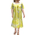 thumbnail image 1 of Polynesian Casual Dress Mumu Square Collar Maxi Dress Custom Hawaiian Art Tribe Dress Micronesian Dress, 1 of 2
