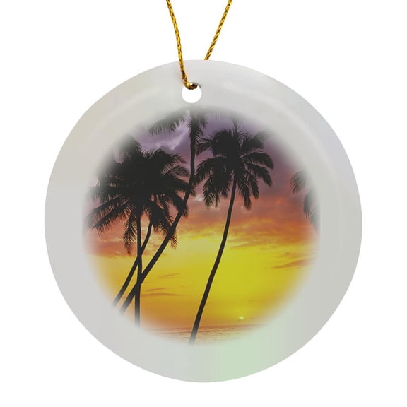 3drose, Polynesian Dance at Sunset, Hawaii - Us12 Dpb1122 - Douglas Peebles, Circle Porcelain Ornament