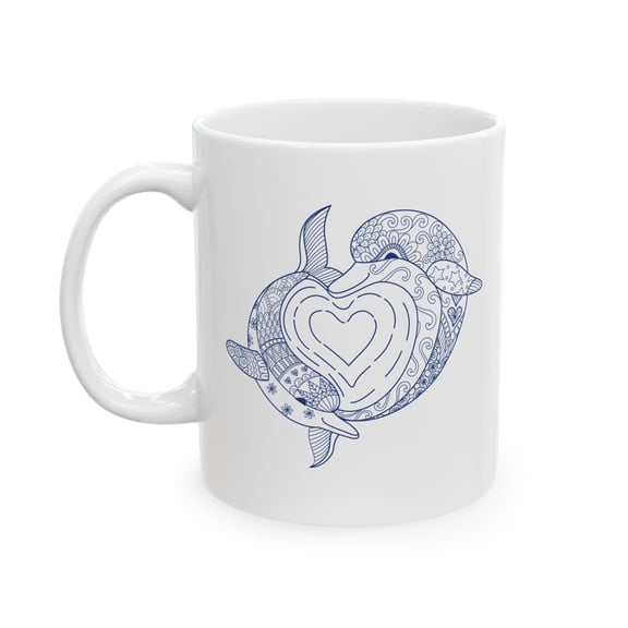 Dolphin Love Ocean Theme - Sea Life Enthusiast - 11 oz Ceramic Coffee Mug