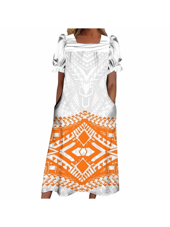 Polynesian Dress Summer Short Sleeve Mumu Dress Hawaii Loose Casual Dress Custom Fashion Pattern