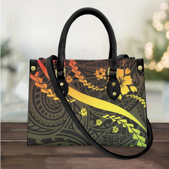 Polynesian Floral Pattern Women Messenger Bag High Quality Casual Top-Handle Shoulder Bag Tribal Pattern Daily Totes