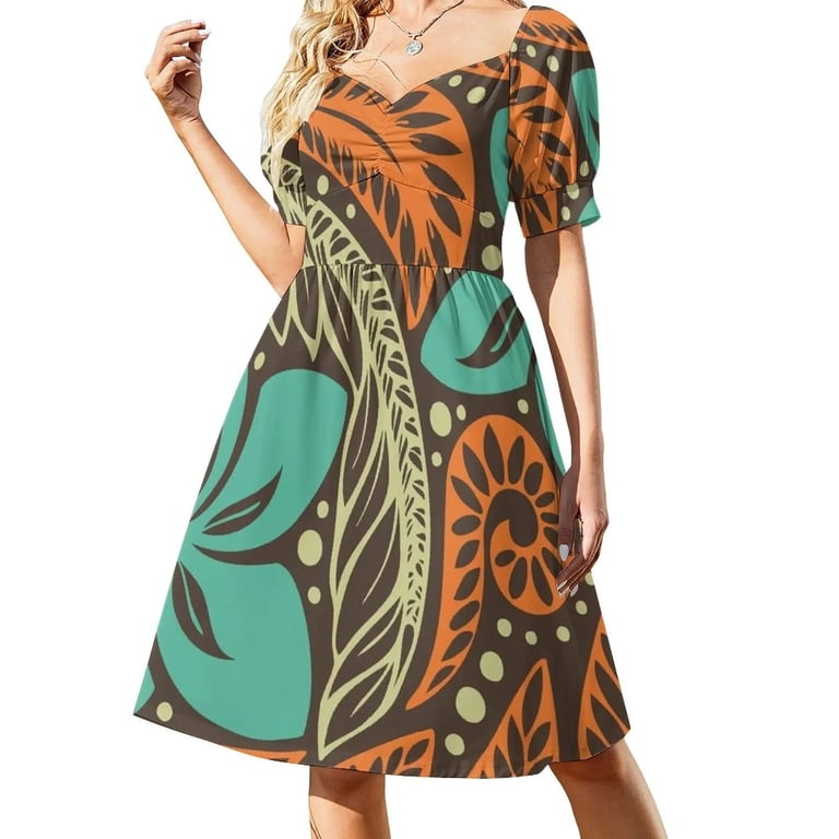 white christmas dresses Short Dress Smock Top Hawaii Polynesian Turquoise / M