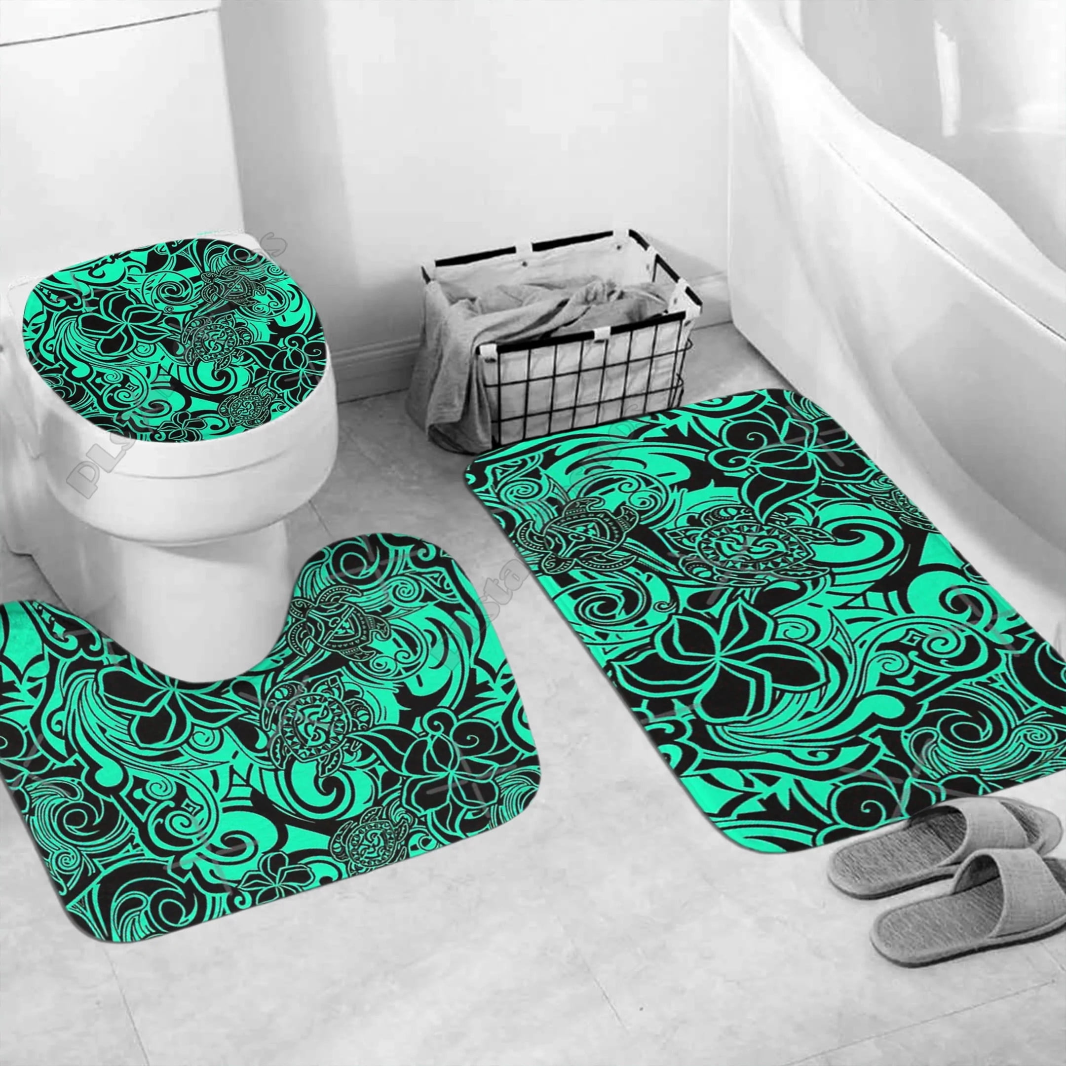 Polynesian Home Set - Polynesian Olive Tribal Design Bathroom Set LT10 main image 0