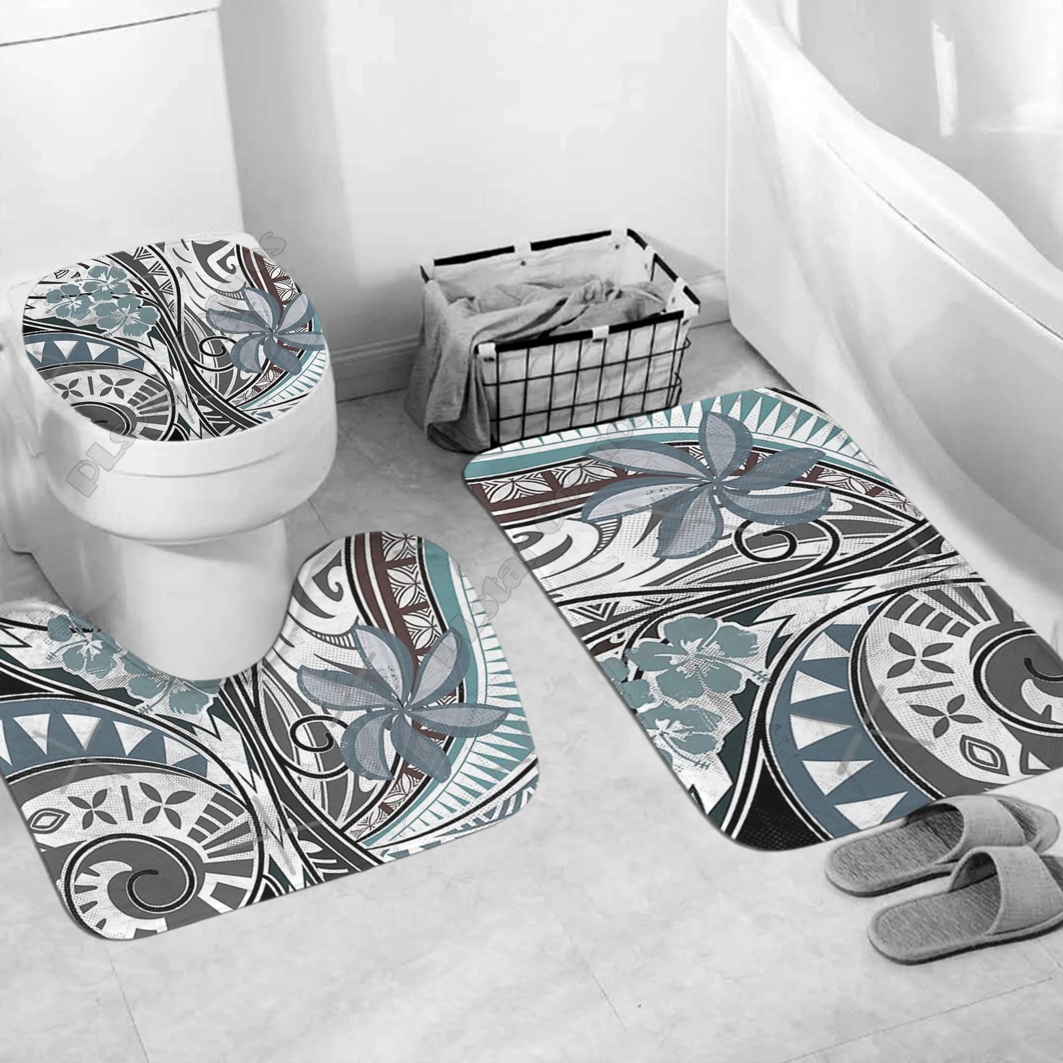Polynesian Home Set - Polynesian Olive Tribal Design Bathroom Set LT10 main image 1