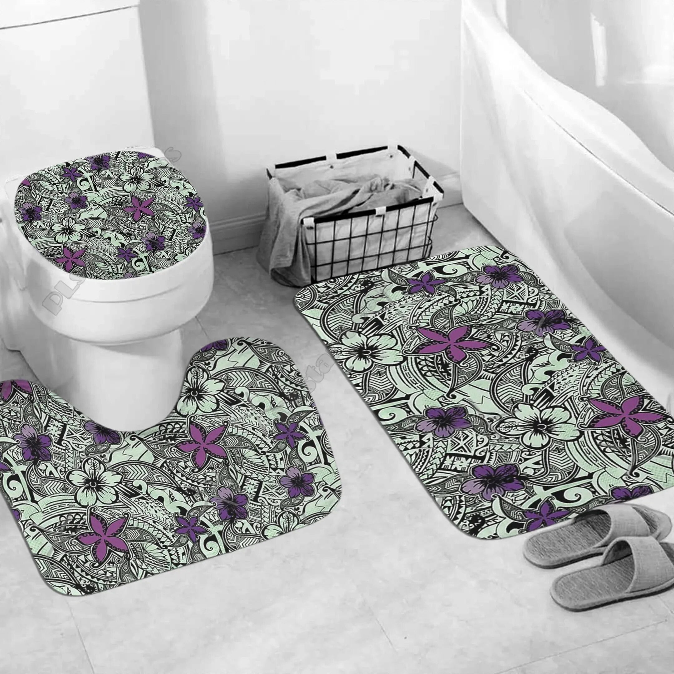 Polynesian Home Set Polynesian Sun Splash Tie Dye Bathroom Set 3D
