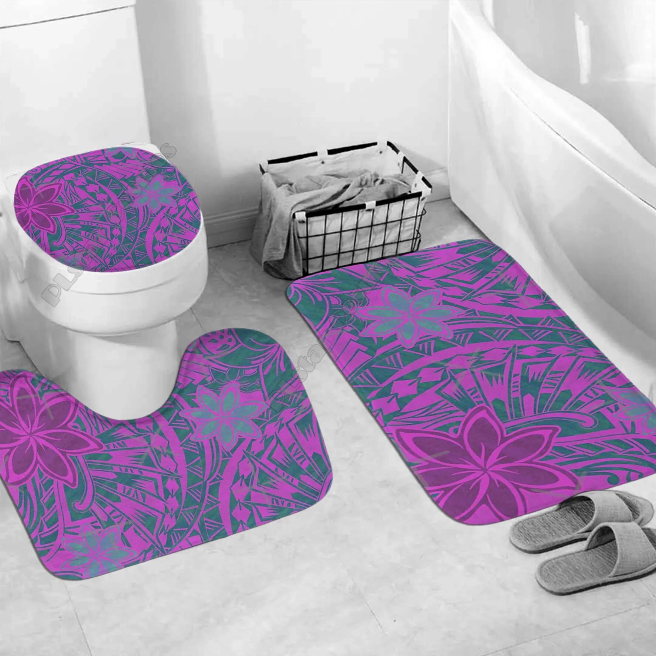 Polynesian Home Set Polynesian Sun Splash Tie Dye Bathroom Set 3D