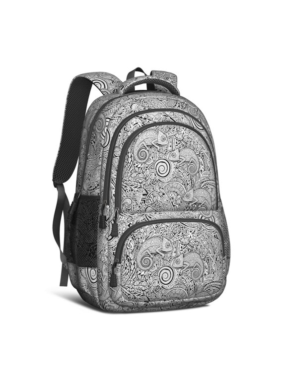 Polynesian Lizard Geometric Pattern Backpack Multiple Pockets Travel Laptop Daypack School Book Bag for Women Men