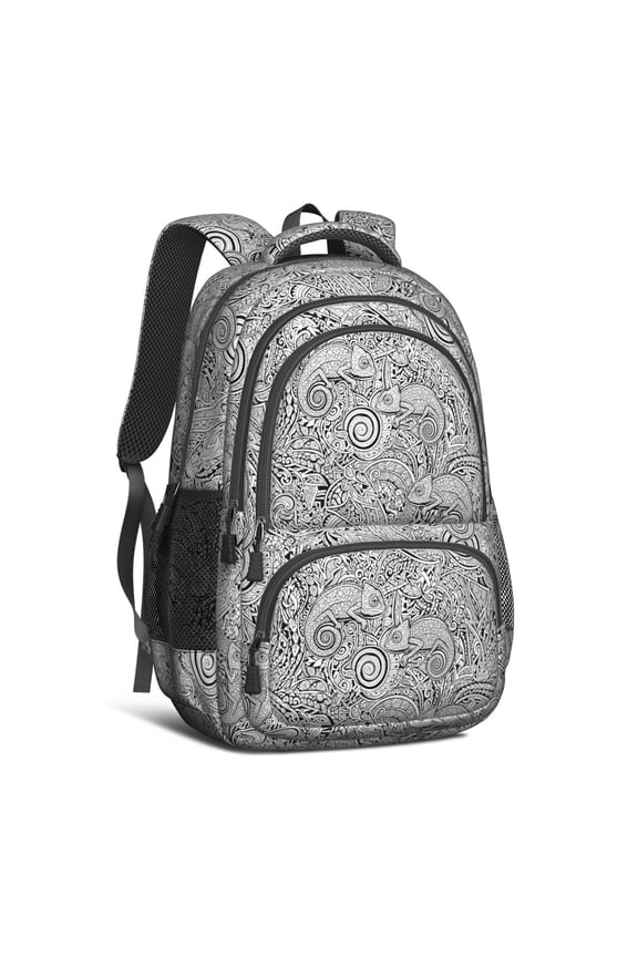 Polynesian Lizard Geometric Pattern Backpack Multiple Pockets Travel Laptop Daypack School Book Bag for Women Men