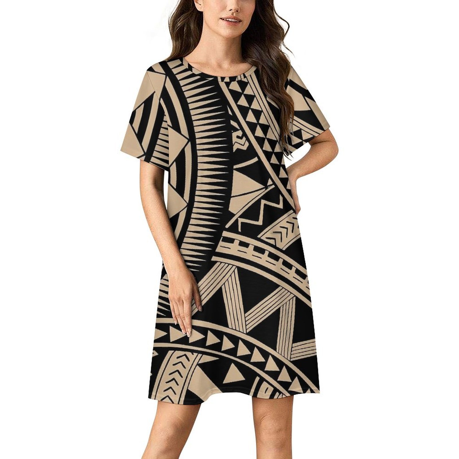 Polynesian Samoan Tattoo Black Tan Design Women Nightgown Sleepwear ...
