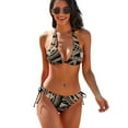 thumbnail image 1 of Polynesian Samoan Tattoo Black Tan Design Women's Bikini V Neck Swimsuit Set 2 Piece Over Size Bathing Suit Side Triangle Bathing Suit, 1 of 9