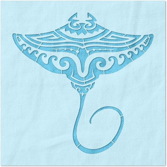 Polynesian Stingray Stencil, 6 x 6 inches, 14 Mil Mylar Plastic, Stencil Stop
