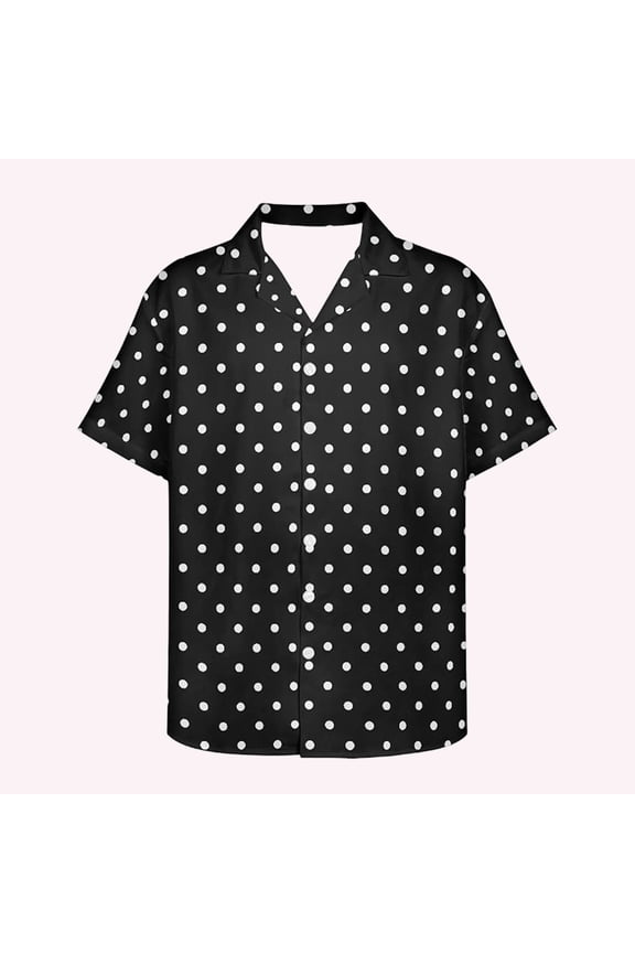 Polynesian Style Prints Mens Shirts Polka Dot Black White Simple Print Casual Stylish Summer Clothes Men Shirt Size XXL