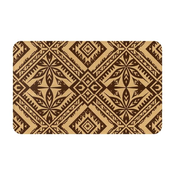 Polynesian Style Tribal Pattern Print Front Door Mat Doormat Non Slip Bath Mats 20x31.5 Inch Bathroom Rug Entryway Carpet