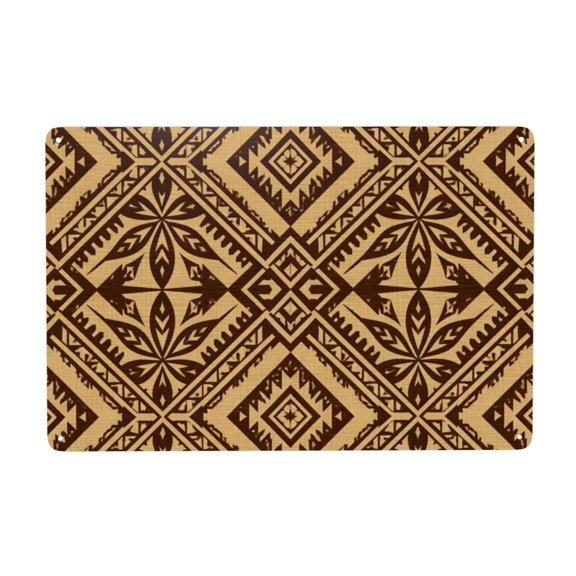 Polynesian Style Tribal Pattern Print ,Metal Tin Sign Home Kitchen Office Bedroom Cafes Room Wall Decor 8x12 Inch