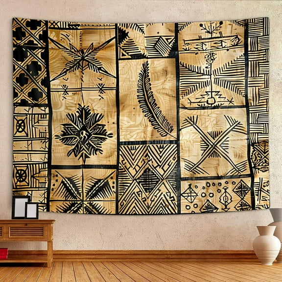 Polynesian Tapestry, Samoan Tapestry Aesthetics Wall Hanging for Bedroom, Tiki Traditional Pacific Island Tapa Tapestries Poster Blanket College Dorm Home Decor 40X30Inches