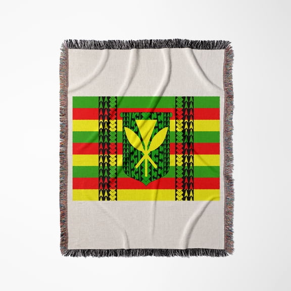 Polynesian Tattoo Style Version Of The Kanaka Maoli, Hawaiian Flag., Woven Blanket