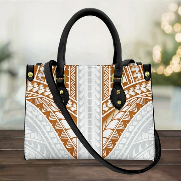 Polynesian Tribal Design Women Fashion Small Casual Tote wtih Strape Large Capacity Pu Leather carteras para mujer