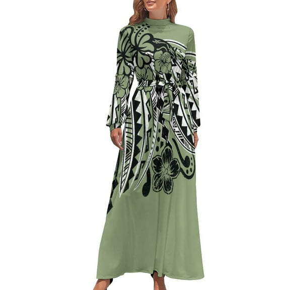 Polynesian Tribal Distressed Threads Long Dress loose summer dress long dress women Casual dresses