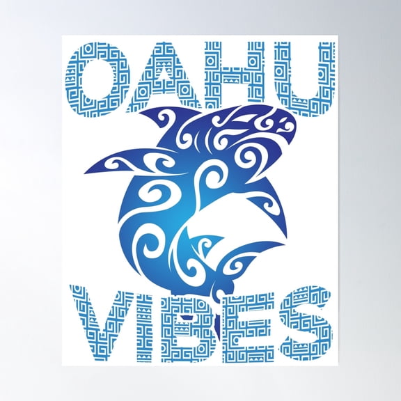 Polynesian Tribal Shark Oahu Hawaii Vibes Tropical Island Poster Wall Art, Modern Wall Decor, 12x18 UNFRAMED