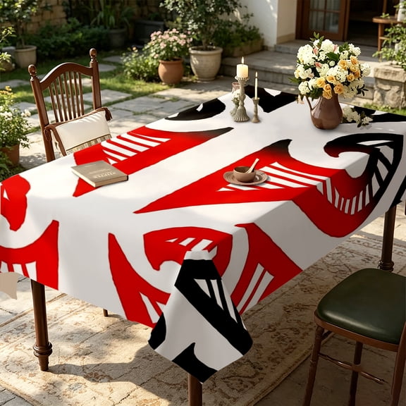Polynesian Tribal Swirl Print Tablecloth, Kitchen Dining Party Home Decor, Modern Abstract Tribal Table Cover, Thanksgiving Christmas Gift