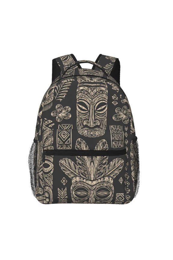 Polynesian Tribal Tiki Art Laptop Backpack Travel Rucksack for Teens Adults, Fits 15-inch Notebook