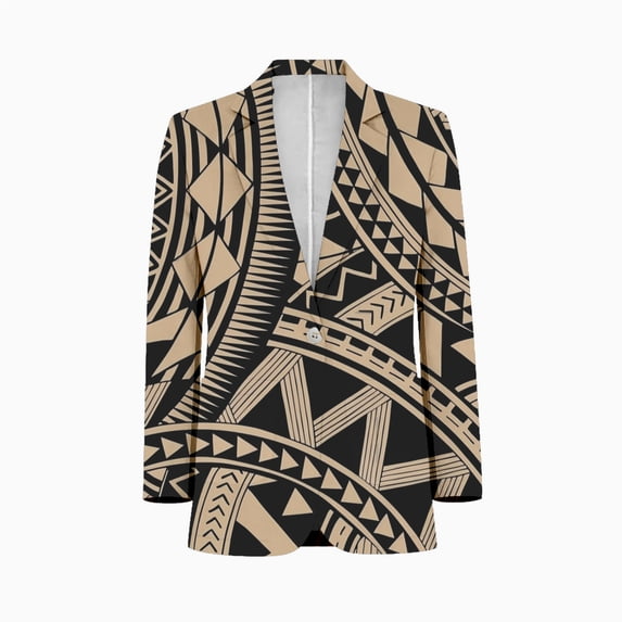 Polynesian samoan tattoo black tan design Customized Men's Suits full man Shawl Collar Gentleman Suits for Wedding Business
