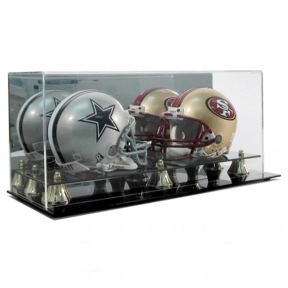 Polynex AD11 Double Mini Helmet Display Case with Mirror Back & Gold Risers