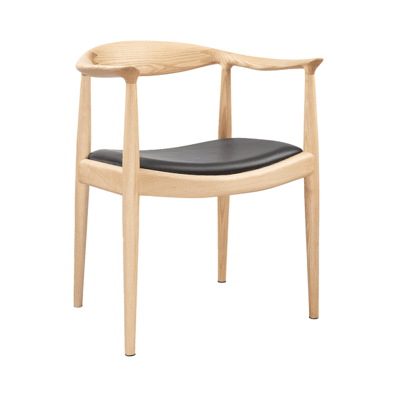 Polynices Modern Dining Chair, Kennedy Armchair, Mid Century Solid Wood Chair for Kitchen Dining Room Office, Natural Color