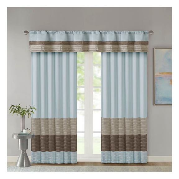 Polyoni Pintuck Curtain Panel(Only 1 Pc Panel) Blue Multi + Polyester