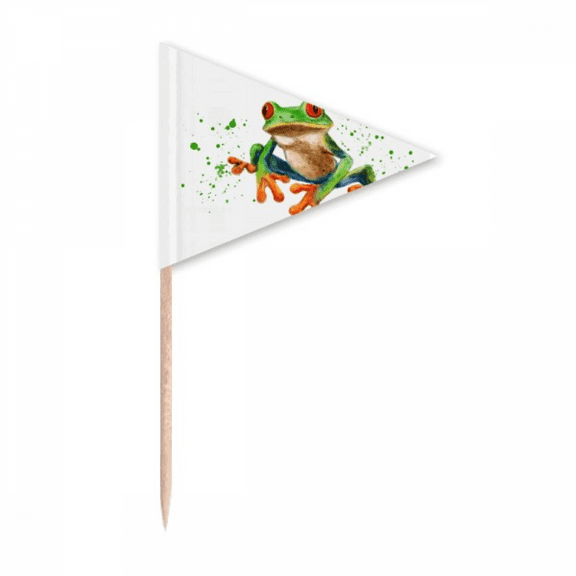 Polypedatid Green Frogs Art Deco  Fashion Toothpick Triangle Cupcake Toppers Flag