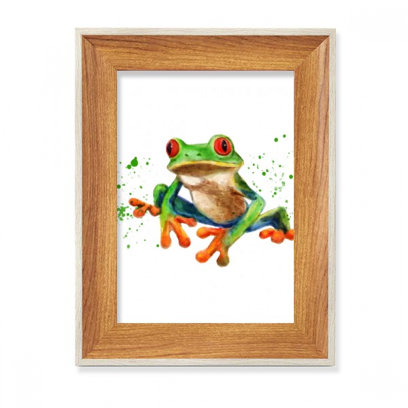 Polypedatid Green Frogs Desktop Wooden Photo Frame Display Picture Art Painting Multiple Sets