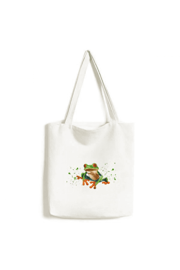 Polypedatid Green Frogs Tote Canvas Bag Shopping Satchel Casual Handbag