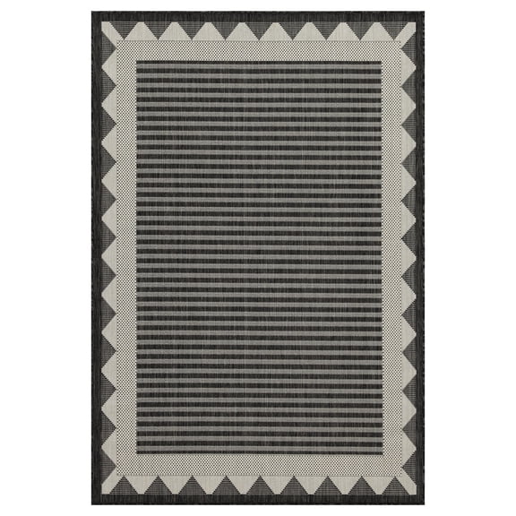 Polypropylene Area Rug, 5 ft. 3 in. x 7 ft. 3 in., Anthracite / Elegant Design for Indoor & Outdoor Use