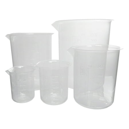 Beakers, Polypropylene Set – One Each 50ml, 100ml, 250ml, 500ml, 1000ml