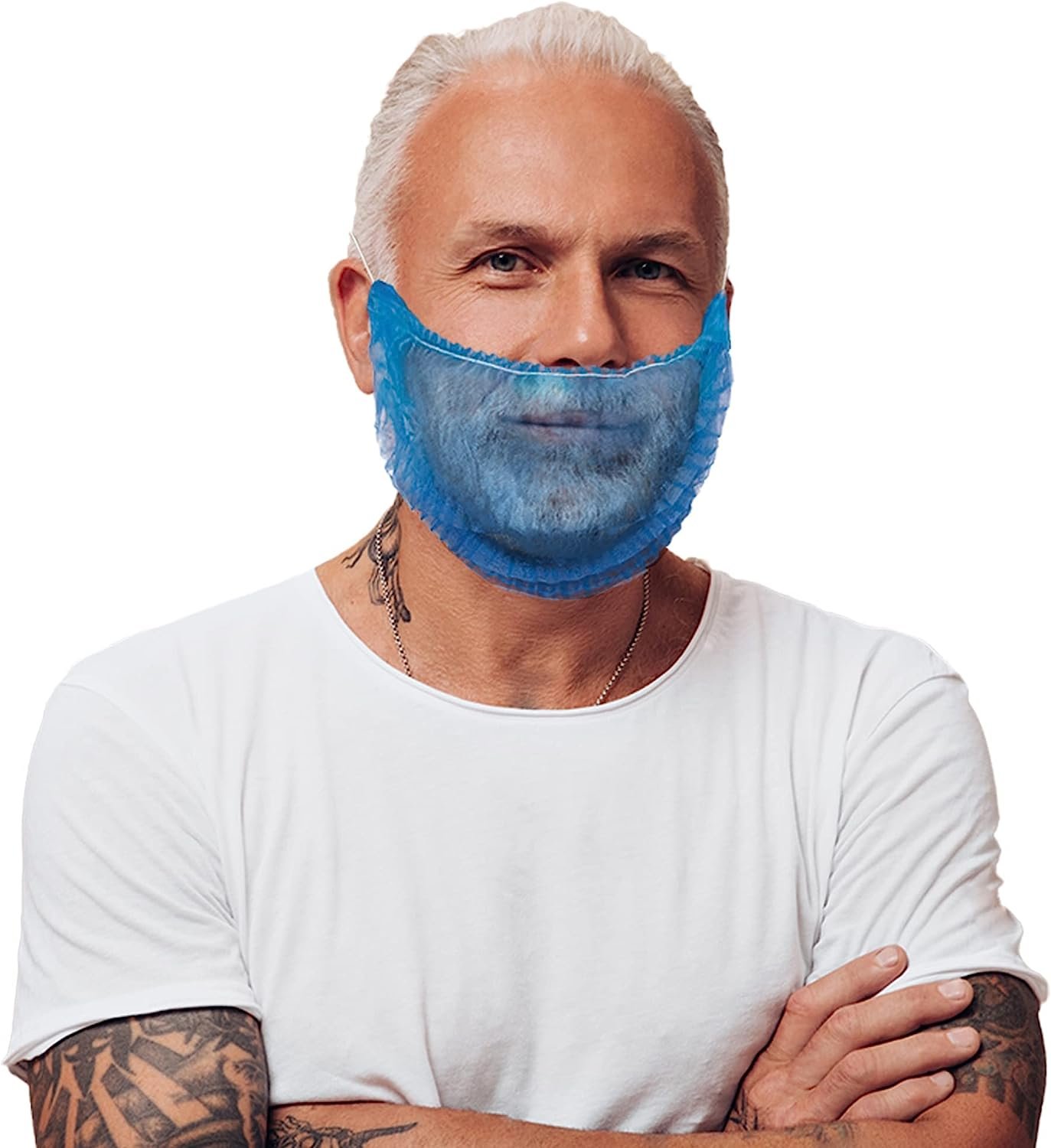 Polypropylene Beard Covers 18". Pack of 100 Blue Disposable Beard